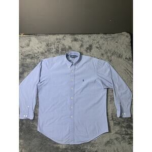 Ralph Lauren Classic Fit Button Down Shirt Blue Check Men 16.5 34/35